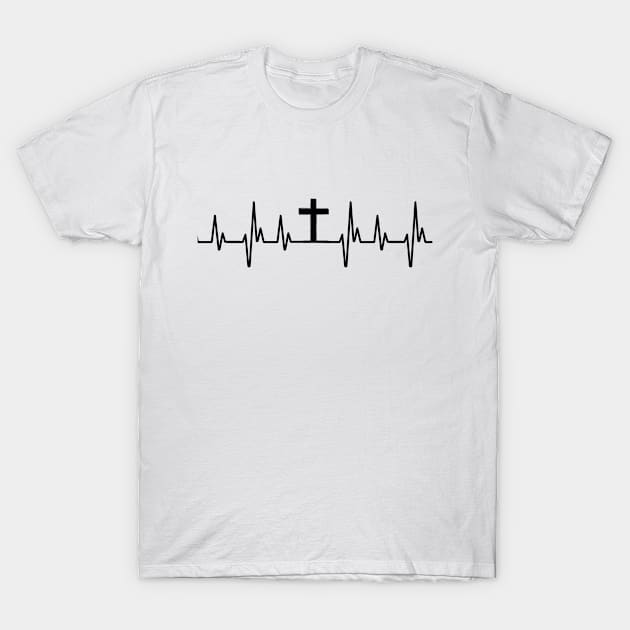 Minimalist Cross heart beat T-Shirt by Fafi